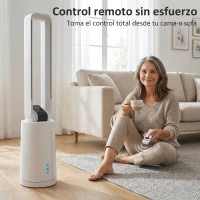 HOMCOM Enfriador de Aire 3 en 1 con Depósito de 1,7L Modos Ajustables Temporizador Control Remoto 24,7x24,7x109,5 cm Blanco(m-8)