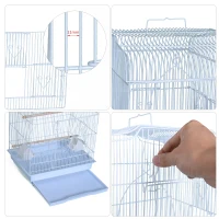 Pawhut Cage à oiseaux volière avec mangeoires perchoirs plateau excrément amovible cage pour canaris perruches perroquets 47,5 x 36 x 91 cm blanc(m-6)