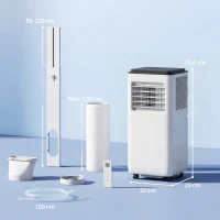 HOMCOM Climatiseur mobile 9000BTU 2,6kW 5 en 1 refroidissement, déshumidificateur, ventilateur, auto, mode nuit, 2 vitesses(m-3)