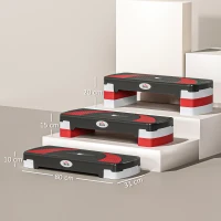 Stepper Fitness Aerobic - Aosom.fr x FFHandball - hauteur reglable surface antiderapante 80 x 31 x 20 cm noir gris clair(m-3)