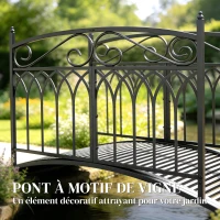 Outsunny Pont de Jardin en Métal Style Baroque Passerelle Décorative avec Garde-Corps 91cm et Charge 100kg Noir(m-4)