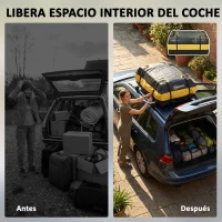 Outsunny Bolsa de Techo para Coche 425L Impermeable con 8 Correas Alfombrilla Antideslizante Ganchos para Vehículos Amarillo(m-4)