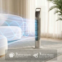 HOMCOM Tower Fan Oscillating 3 Speeds 3 Winds 40W w/ RC Timer Quiet - Grey(m-4)