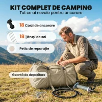 Outsunny Corturi Gonflabile Impermeabile pentru Glamping cu Orificiu pentru Sobă pentru 6-8 Persoane(m-9)