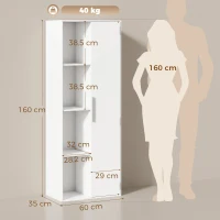 HOMCOM Estante de 4 níveis com prateleiras ajustáveis, estante com armário e portas para sala de estar, escritório, Branco(m-3)