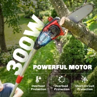 Outsunny 18V 8" Cordless Pole Chainsaw, 1.94m/2.56m Electric Chainsaw with 2 x 4.0Ah Batteries, Charger, Auto Lubrication(m-5)