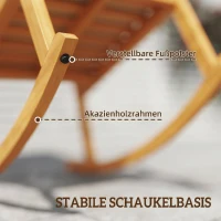 Outsunny Schaukelstuhl aus Akazienholz Schaukelsessel mit hoher Rückenlehne Kissen bis 160 kg 60 x 89 x 107 cm Beige(m-6)