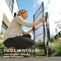 Outsunny Cancello 100x131 cm, Metallo Galvanizzato, Serratura, Chiavi, Maniglia, 2 Montanti(m-7)