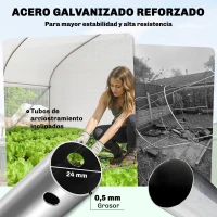 Outsunny Invernadero de Túnel 6x3x2 m con Anti-UV y Puerta Enrollable con Cremallera Paredes Laterales con Malla Blanco(m-6)