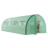 Outsunny Polyethylene Upgraded Structure Walk-in Polytunnel Greenhouse, 6 x 3 m, Green(m-10)