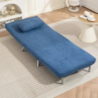 HOMCOM Fauteuil convertible 1 place, fauteuil-lit clic-clac 3 en 1 avec dossier réglable, oreiller, assise large, bleu(m-8)