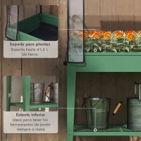 Outsunny Huerto Urbano Elevado con Ruedas Cubierta de Invernadero y Estante Inferior para Cultivo Plantas 80x40x120 cm Verde(m-5)