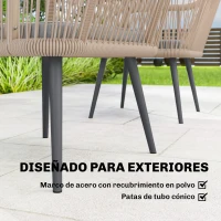 Outsunny Set de 2 Sillas de Jardín Exterior de Ratán con Cojines Reposabrazos y Marco de Acero para Terraza 54x65x80 cm Gris(m-5)