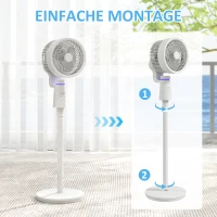 HOMCOM Standventilator Luftzirkulator Lüfter mit 3 Geschwindigkeitsstufen Fernbedienung Timer 70°+90° Oszillation(m-8)
