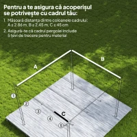 Outsunny Acoperis Retractabil Pergola UV30+ Gri Inchis(m-4)