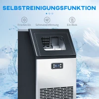 HOMCOM Kommerzielle Eiswürfelmaschine 45 kg/24H Eismaschine mit 11 kg Speicher, LCD-Anzeige für Restaurant(m-6)