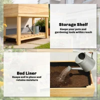 Outsunny Hochbeet mit Frühbeetaufsatz aus Holz erhöhter Pflanzkasten mit aufklappbar Abdeckung Regal Vliesstoff Ergonomisch(m-7)