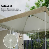 Outsunny Toile de Rechange pour Tonnelle 3 x 3 m UV50+ Imperméable avec 8 Trous de Drainage 3 x 3 m, crème(m-7)