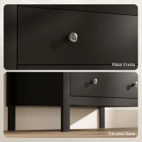 HOMCOM 5 Drawer Dresser for Bedroom, Modern Chest of Drawers, Wide Storage Unit for Living Room, Hallway, Black(m-6)