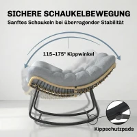 Outsunny Rattan Schaukelstuhl Gartenliege mit dicke Kissen, Gartenschaukel bis 120 kg Indoor Outdoor 87 x 110 x 70 cm Grau(m-8)