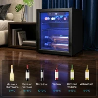 HOMCOM Cave à vin 12 bouteilles 36L, réfrigérateur à vin et boissons avec température réglable 4-16 °C, porte réversible, noir(m-9)