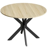 HOMCOM Mesa de Cocina Plegable Redonda para 2-6 Personas con Ala Abatible Marco de Acero Doble X Ø110x76 cm Natural(m-1)