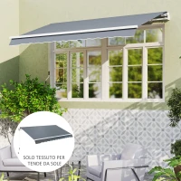 Outsunny Telo di Ricambio per Tenda Parasole Retrattile 4x3 m in Poliestere Anti UV 50+ Grigio(m-7)