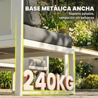 Outsunny Conjunto de Jardín Exterior con Cojines 3 Sofás de 2 Plazas Mesa con Tablero Efecto Madera WPC y Cojines Gris y Blanco(m-8)