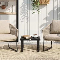 Outsunny Outdoor Garden Coffee Table, Rectangle Metal Side Table with Tempered Glass Tabletop, Adjustable Foot Pads(m-8)