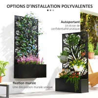 Outsunny Jardinière avec brise-vue paravent treillis pour Plante Grimpante, bac à Fleurs - dim. 61L x 23l x 113H cm(m-5)