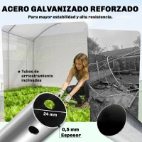 Outsunny Invernadero de Túnel 6x3x2 m con 3 Puertas Enrollables 6 Ventanas de Malla y Estructura de Acero Galvanizado Blanco(m-7)