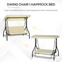 Huśtawka ogrodowa 2 w 1, 3-osobowa, z funkcją leżenia(m-5)