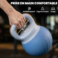 SPORTNOW Kettlebell 8 kg, Haltère avec Poignée Ergonomique Antidérapante, Haltère à Boule, Musculation, Entraînement, Bleu(m-5)