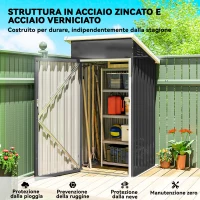 Outsunny Casetta da Giardino in Acciaio con Prese d'Aria e Porta Bloccabile, 107.5x91x185 cm, Grigio Scuro(m-6)