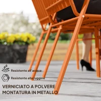 Outsunny Set 4 Sedie da Giardino Impilabili con Schienale Alto e Braccioli, in PP e Acciaio, 56x66x91 cm, Arancione(m-6)
