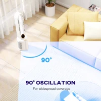 HOMCOM Multi-Mode Bladeless Tower Fan and Humidifier - White(m-7)