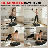 SPORTNOW Vibrationsplatte Rüttelplatte mit 120 Intensitätsstufen 5 Vorprogramm Fernbedienung LED-Display für Muskelaufbau Schwarz(m-6)