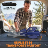 Outsunny Lot de 2 Chaises de Camping Pliantes avec Porte-Gobelet, Sac de Transport, Dossier Haut, 88x57x97cm, Bleu Foncé(m-7)