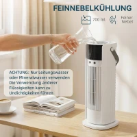 HOMCOM Turmventilator für das Schlafzimmer, 40 cm Tischventilator mit Nebelfunktion, RGB-Licht, 3 Geschwindigkeiten, 90° Oszillation, 10-Stunden-Timer, für Zuhause und Büro(m-4)