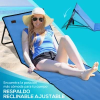 Outsunny Conjunto de 2 Esterillas de Playa Plegable con Respaldo Reclinable y Bolsa de Transporte 142x51x40 cm Azul(m-5)