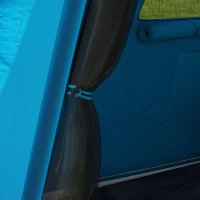 Outsunny Inflatable Camping Tent w/ Hand Pump, Easy Setup 1/2 Person Blow Up Tent Waterproof 190T Taffeta w/ Mesh Windows, Doors and Carry Bag, Light Blue(m-9)