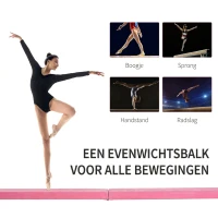 HOMCOM 210 cm balansbalk gym beam voor binnen en buiten tot 120 kg roze(m-7)