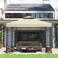 Outsunny 3 x 3 m Gazebo Canopy Replacement — 2-Tier, UPF30+, Drainage Holes, Cream(m-8)