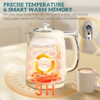 HOMCOM Polished Retro 40-100°C Kettle and Toaster Set - Cream(m-5)