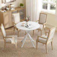 HOMCOM 80cm Industrial Round Dining Table - White(m-7)