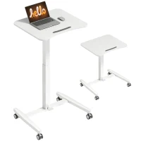 HOMCOM Height-Adjustable Standing Desk, Tilting Top, Casters and Steel Frame, 60.5 x 52 x 75-114 cm, White(m-11)