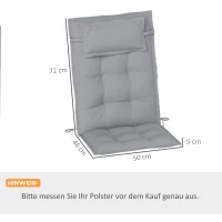 Outsunny Poduszki na leżaki, wodoodporne, szare, 2 sztuki(m-3)