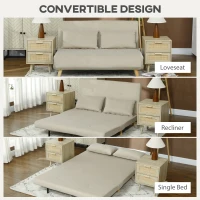 Sofa rozkładana 130x78 cm z poduszką lędźwiową, szare(m-4)