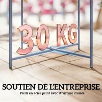 Outsunny Table Basse Ronde Table d'Appoint Plateau Amovible avec Bord Relevé Pieds Pliables en Métal Ø46x50cm Bleu Gris(m-5)