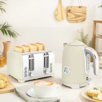 HOMCOM Retro 3000W Kettle and Toaster Set - Grey(m-2)